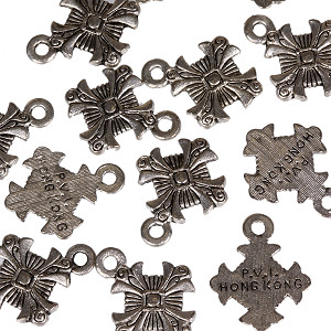 4x Metall Anhänger Kreuz, antiksilber, Verbinder, Schmuck DIY